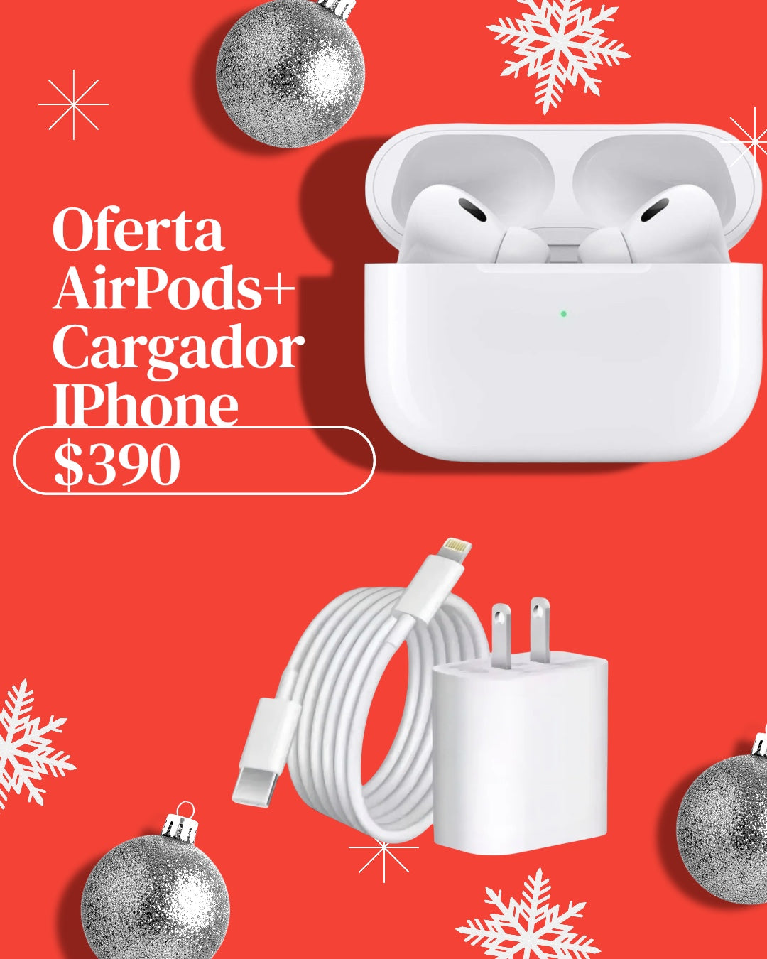 Kit de AirPods + cargador completo iPhone tipo lighting