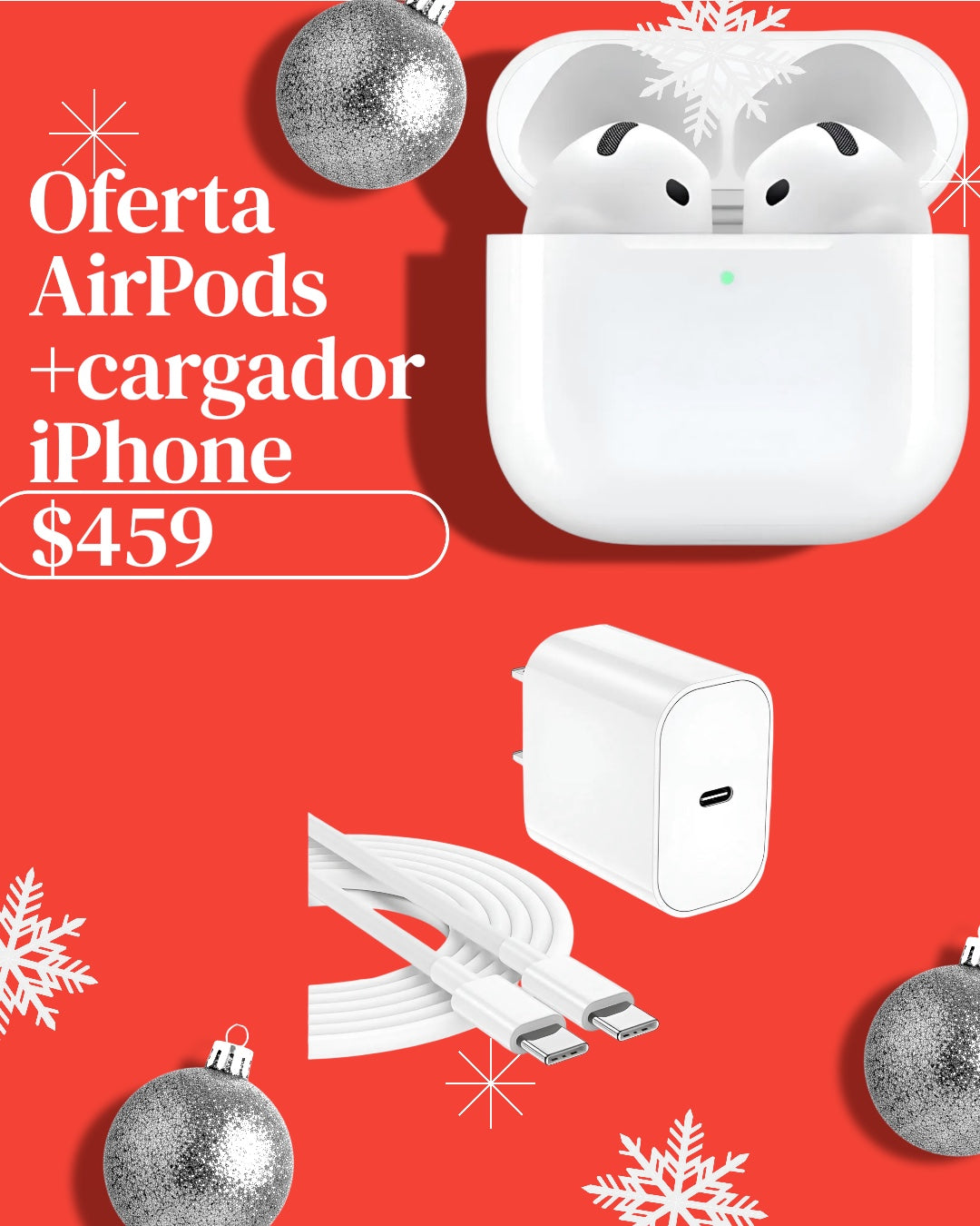 Kit de AirPods + cargador completo iPhone tipo C