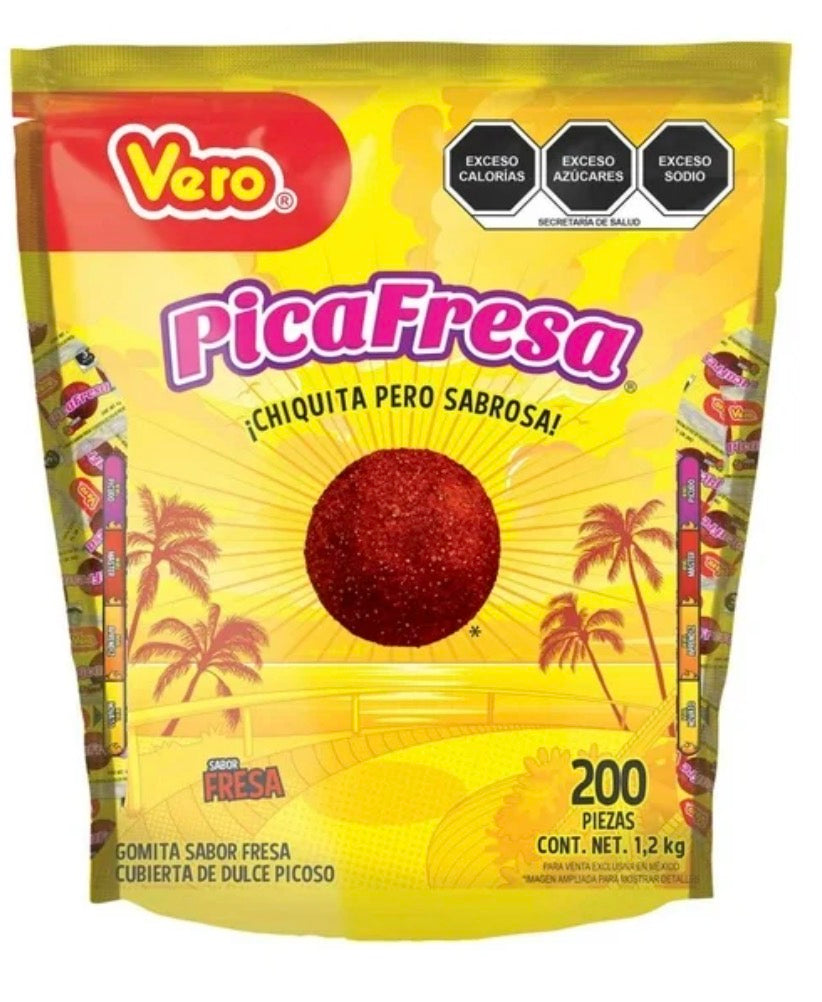 Pica Fresa Vero 200 Piezas Gomita Cubierta De Dulce Picoso