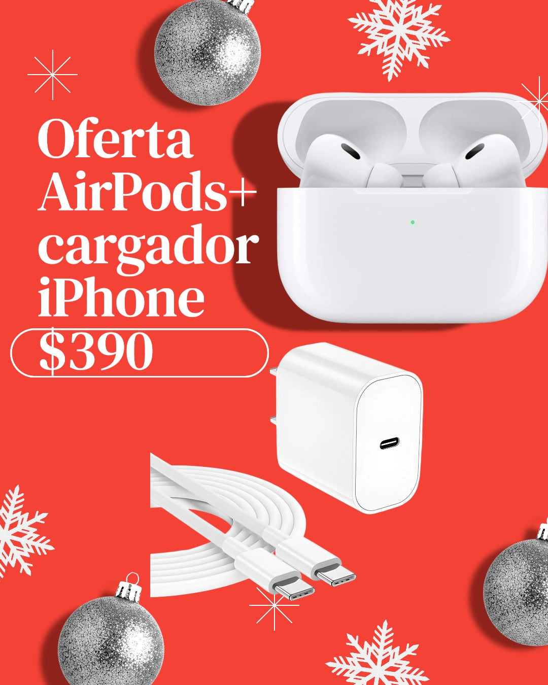 Kit de AirPods + cargador iPhone Lightning