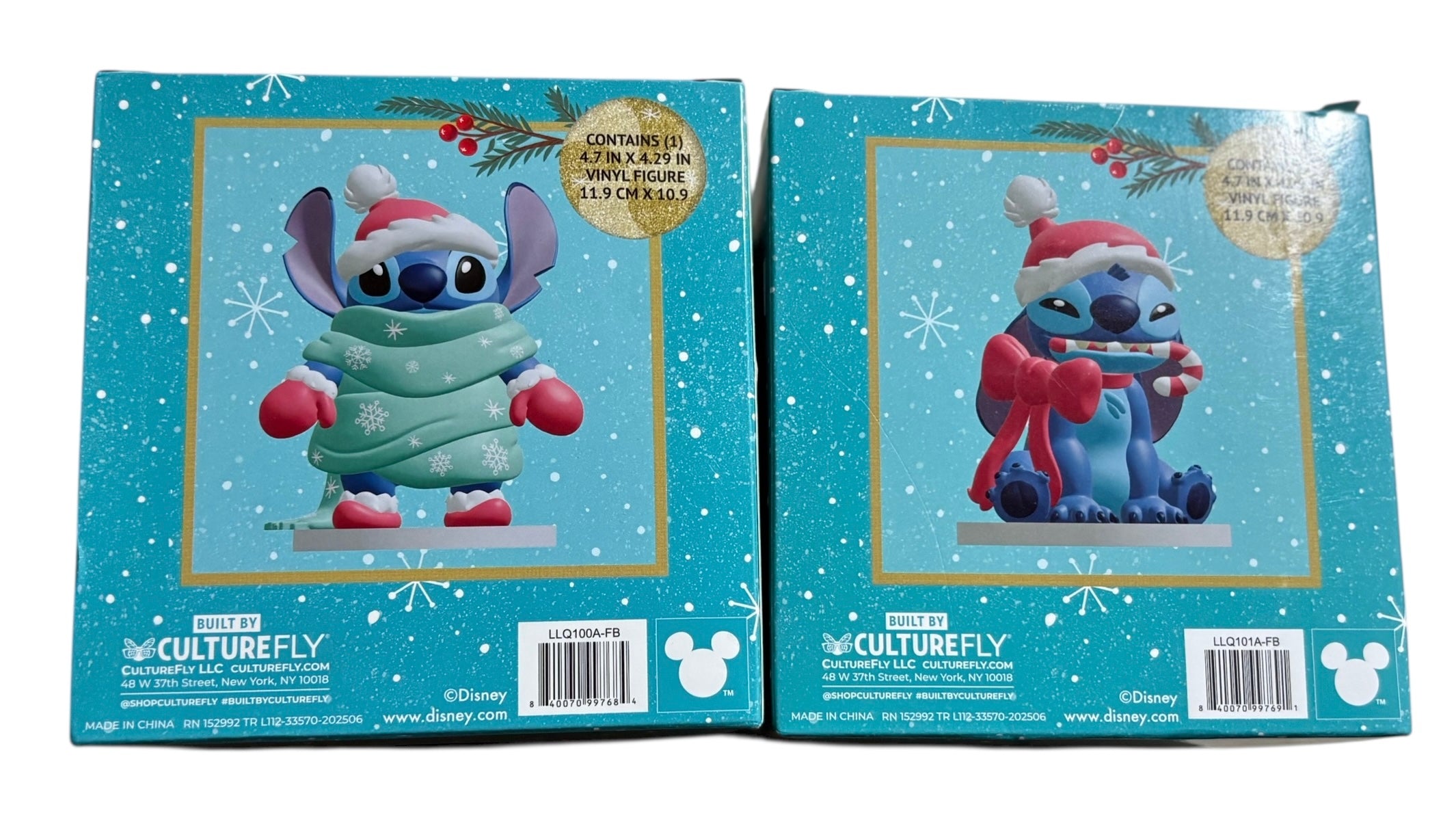 Kit de 2 Figuras De Stitch de Vinil Navideño