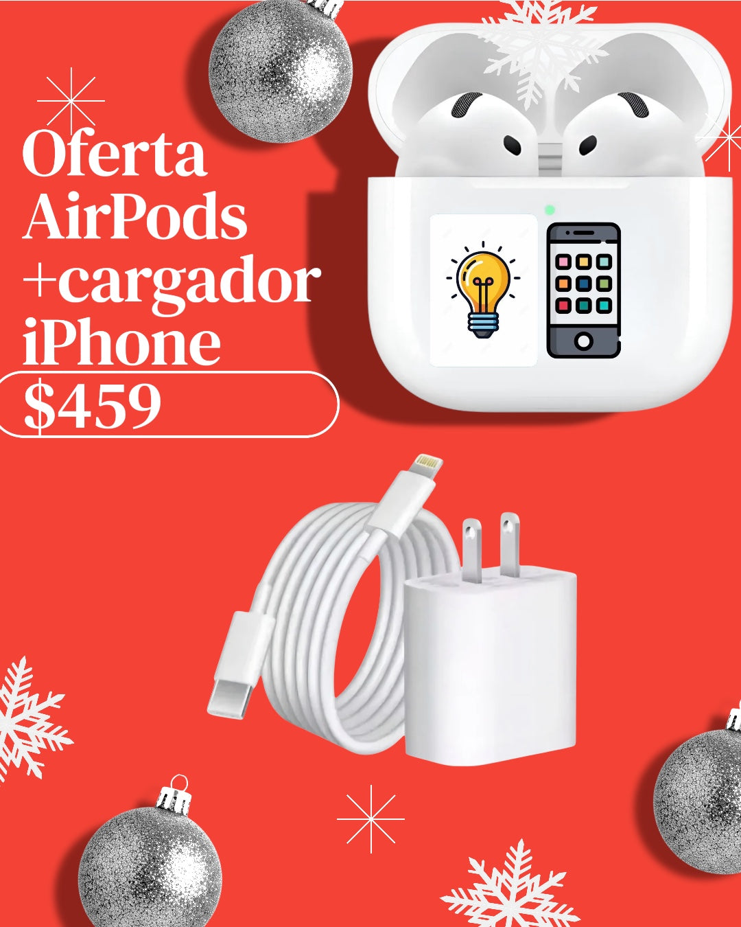 Kit de Cargador completo lighting  + AirPods 4ta Generación