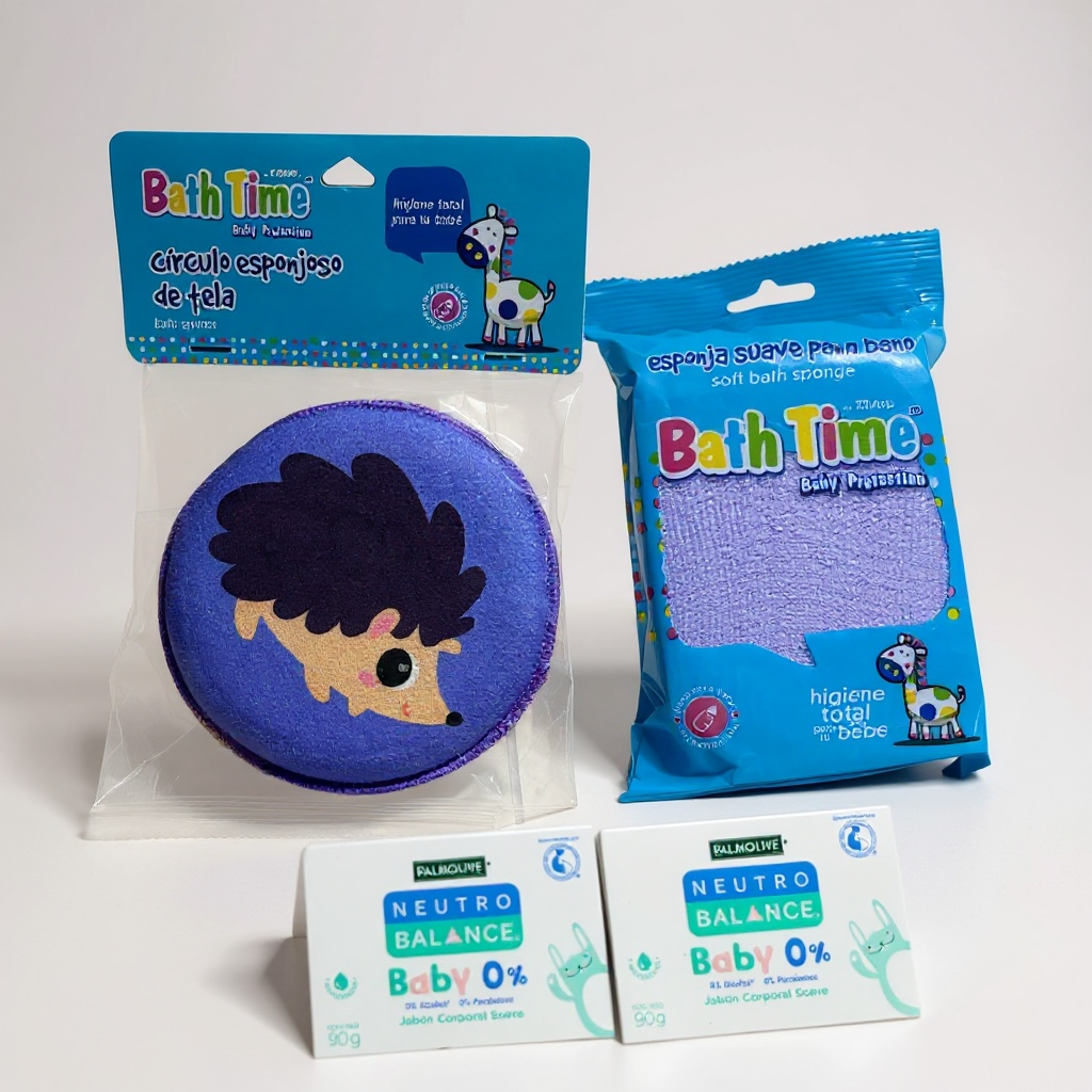 Kit de Baño para bebé 2 esponjas+2 jabones