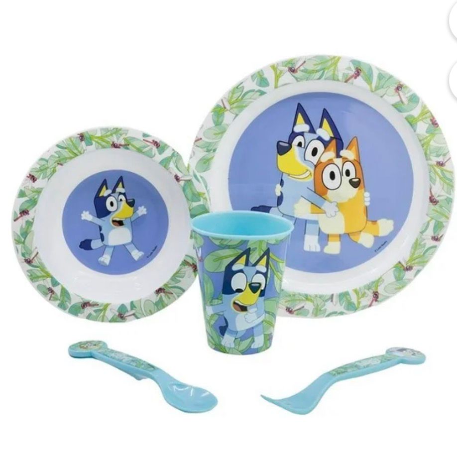 Set Alimentación Bluey 5 Piezas Bowl+plato+vaso+cubiertos